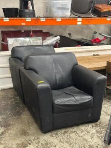 (2) - BLACK PADDED ARM CHAIRS