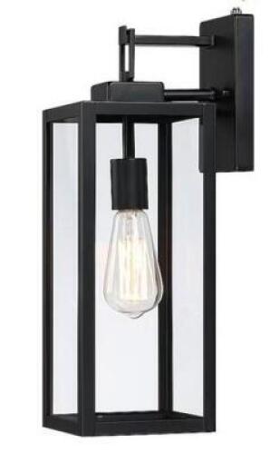 18-IN H MATTE BLACK HARDWIRED DUSK TO DAWN OUTDOOR WALL LIGHT