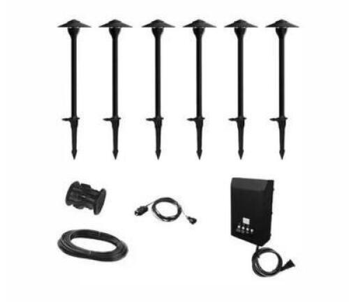 552 LUMEN LOW VOLTAGE INTEGRATED LED BLACK OUTDOOR LANDSCAPE PATH LIGHT KIT (6-PACK)