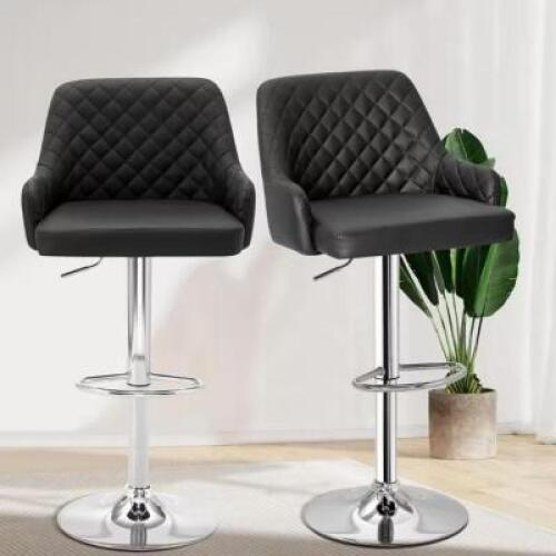 2CT BOX OF BLACK MODERN SWIVEL BAR STOOLS WITH ADJUSTABLE HEIGHT