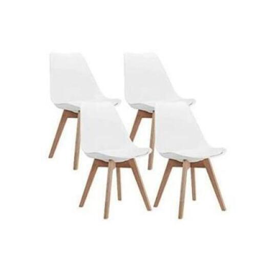(4) MID CENTURY MODERN DINING CHAIRS IN WHITE