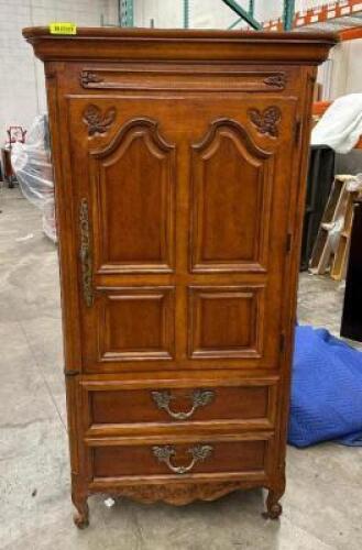 VERTICAL WOODEN MEDIA CABINET WITH DRAWER STORAGE