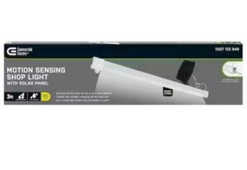 3 FT. 100-WATT EQUIVALENT 4000K BRIGHT WHITE 1500 LUMENS WHITE INTEGRATED LED SOLAR PORTABLE MOTION SENSOR SHOP LIGHT