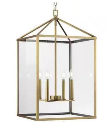 HILLCREST 4-LIGHT 17 IN. VINTAGE BRASS MODERN FARMHOUSE FLUSH MOUNT FOR BEDROOM OR LIVING ROOM