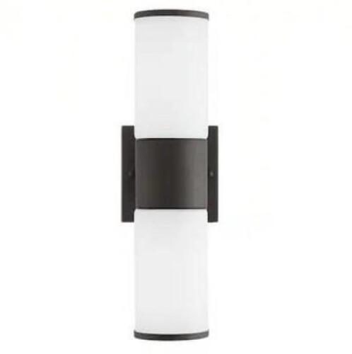HARTFORD 14.25 IN. MILLENNIUM BLACK HARDWIRED LED SMART OUTDOOR CYLINDER WALL LIGHT POWERED BY HUBSPACE