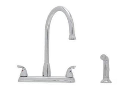 EVERFIELD CHROME DOUBLE HANDLE DECK-MOUNT KITCHEN FAUCET