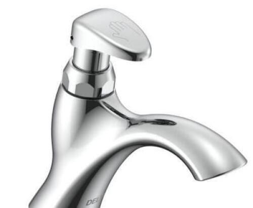 SINGLE HOLE METERING SLOW-CLOSE BATHROOM FAUCET IN CHROME