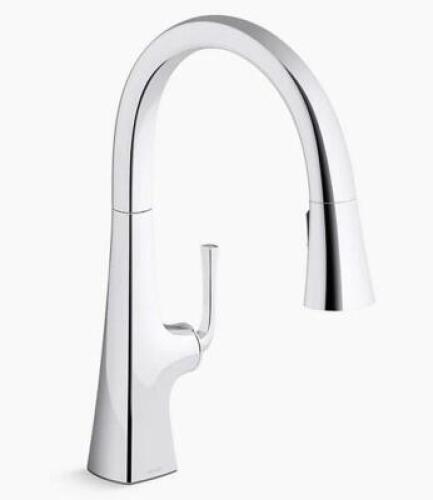PULL-DOWN KITCHEN SINK FAUCET WITH THREE-FUNCTION SPRAYHEAD
