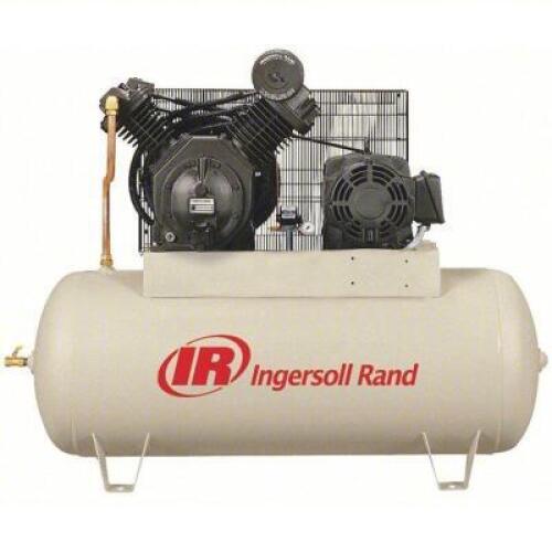 DESCRIPTION: (1) ELECTRIC AIR COMPRESSOR BRAND/MODEL: INGERSOL RAND/7100E15 INFORMATION: 15 hp, 2 Stage, Horizontal, 120 gal, 50 cfm, 175 psi RETAIL$: