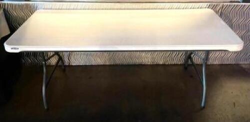 (9) 6' WHITE LIFE TIME PLASTIC FOLDING TABLES