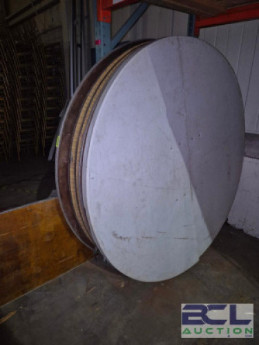 ASSORTED 72" ROUND WOOD AND PLASTIC TABLES