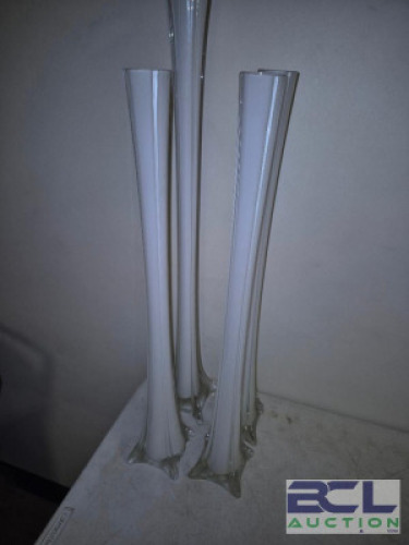 4 - 3-24" & 28" Eiffel Tower Vases Frosted. #312