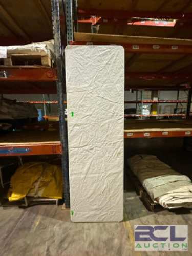 (2) - 10 FT. WOOD TABLES WITH COVERS