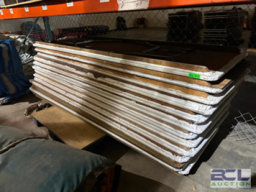 12 CT. PALLET OF 10 FT. WOOD TABLES WITH FOLDING LEGS AND COVERS