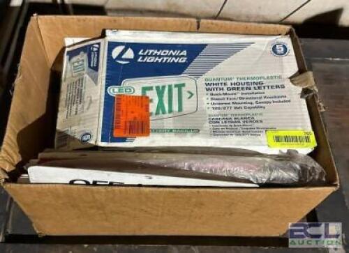 BOX OF ASSORTED EMERGENCY SIGNS