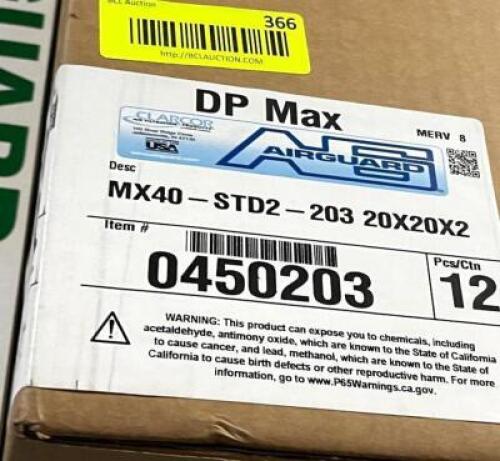 DP MAX AIRGUARD 20" X 20" X 2" AIR FILTERS