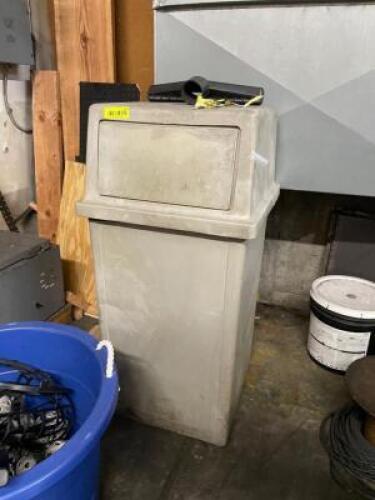 (2) 42 GALLON PLASTIC TRASH CANS - GREY