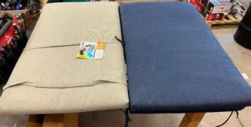(2) SUNBRELLA CHAISE LOUNGE CUSHIONS.