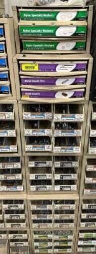 (1) STACK OF (5) HARDWARE ORGANIZERS W/ CONTENTS.