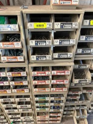(1) STACK OF (4) HARDWARE ORGANIZERS W/ CONTENTS.