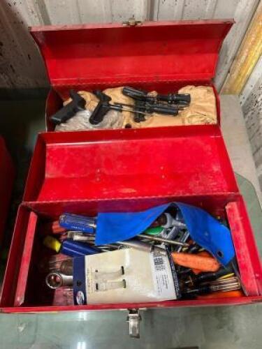 (2) METAL TOOLS BOXES W/ CONTENTS - ASSORTED HAND TOOLS
