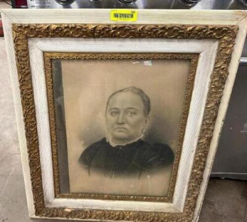FRAMED BLACK AND WHITE PRINT.