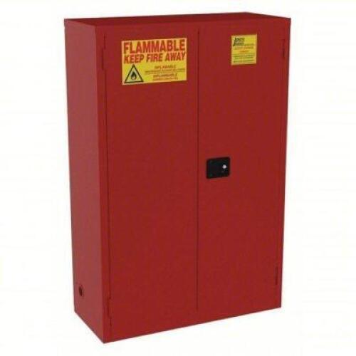 DESCRIPTION: (1) FLAMMABLES SAFETY CABINET BRAND/MODEL: JAMCO #8NGV7 INFORMATION: RED, MANUAL CLOSE SIZE: 43" X 18" X 65" RETAIL$: $1899.82 EA QTY: 1