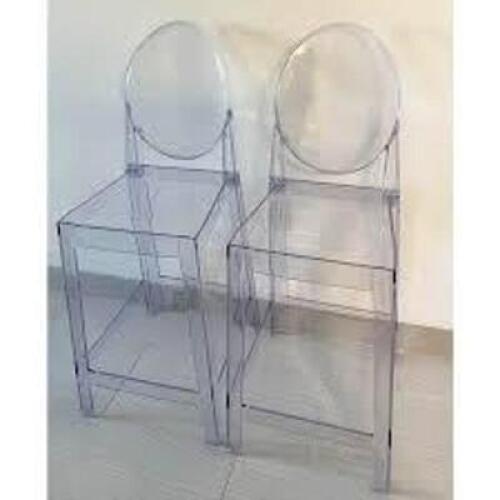 DESCRIPTION: (2) ACRYLIC STOOLS INFORMATION: CLEAR, WAS CHAIR, MISSING BACK RETAIL$: $250.00 EA QTY: 2
