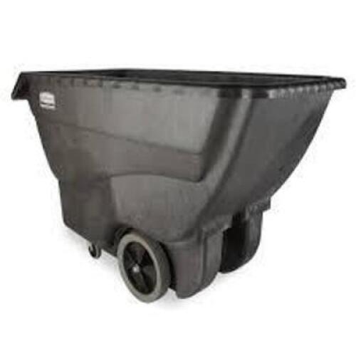 DESCRIPTION: (1) TRASH CART BRAND/MODEL: RUBBERMAID #FG101100BLA INFORMATION: 600 LB MAX LOAD CAPACITY, BLACK SIZE: 641/2 IN. W X 301/4 IN. D X 38 IN.