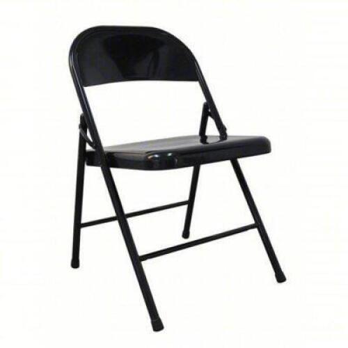 DESCRIPTION: (2) FOLDING CHAIR BRAND/MODEL: PRODUCT NUMBER #13V423 INFORMATION: BLACK SEAT, STEEL FRAME, STEEL SEAT, 300 LB CAPACITY RETAIL$: $42.55 E