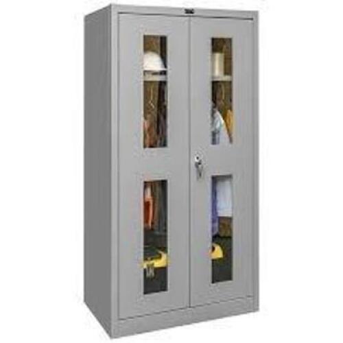 DESCRIPTION: (1) CABINET WITH SAFETY VIEW DOORS BRAND/MODEL: HALLOWELL #435W18SV INFORMATION: GRAY, STEEL, 22 GAUGE RETAIL$: $472.99 EA QTY: 1
