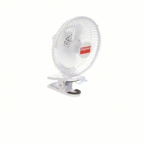 DESCRIPTION: (2) CLIP-ON FAN BRAND/MODEL: DAYTON #410C95 INFORMATION: WHITE, NON-OSCILLATING, 2 SPEEDS, PLUG IN SIZE: 6" BLADE RETAIL$: $29.88 EA QTY: