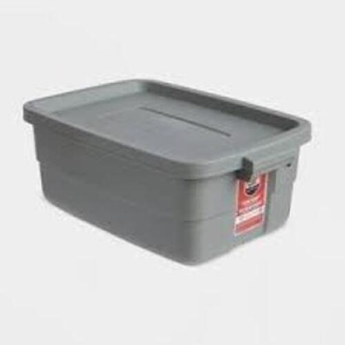 DESCRIPTION: (1) ROUGHNECK TOTE BRAND/MODEL: RUBBERMAID #643260 INFORMATION: GRAY SIZE: 50 GAL RETAIL$: $50.00 EA QTY: 1
