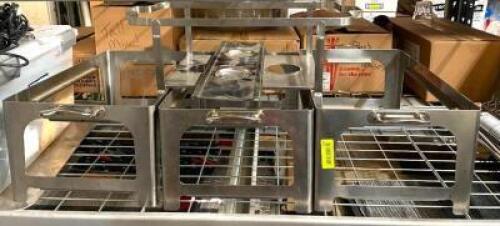 (3) STAINLESS CHAFER STANDS.