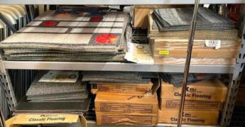 CONTENTS OF (2) SHELVING INSERTS - ASSORTED CARPET SQUARE AND TILE.