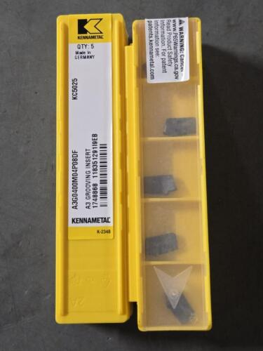 DESCRIPTION: (20) CARBIDE GROOVING INSERTS BRAND/MODEL: KENNAMETAL A3G0400M4SP08DF KC5025 RETAIL$: $402.20 QTY: 20