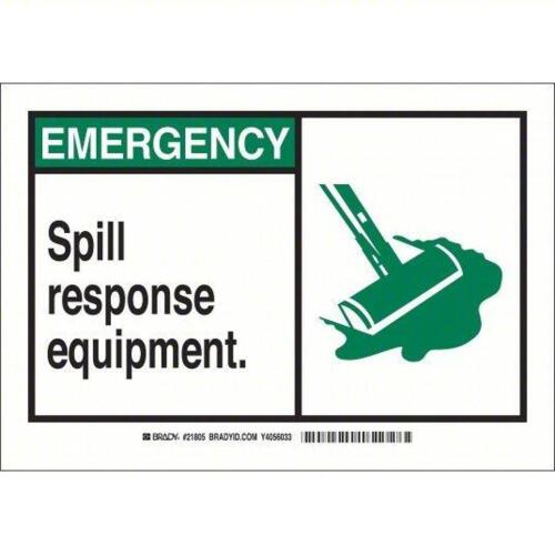 DESCRIPTION: (1) SPILL RESPONSE EQUIPMENT SIGN BRAND/MODEL: BRADY #46758 RETAIL$: $23.69 EA QTY: 1