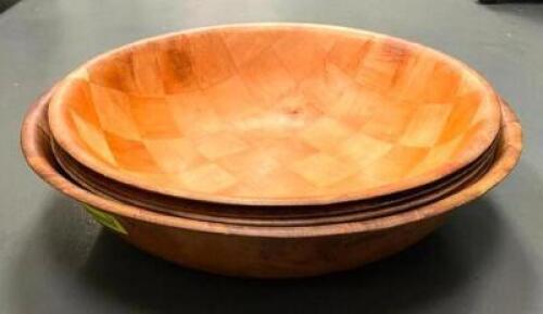 (3) WOODEN SALAD BOWLS