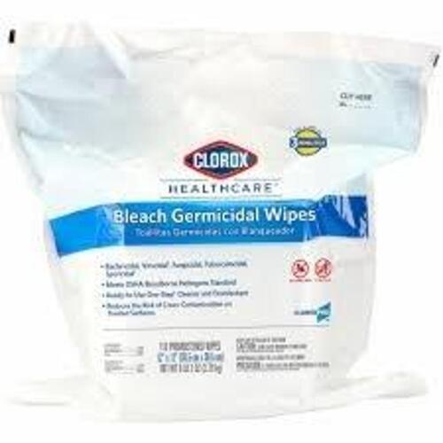 DESCRIPTION: (2) BAGS GERMICIDAL DISINFECTING WIPES BRAND/MODEL: CLOROX/4XKR8 INFORMATION: 110 WIPES PER BAG SIZE: 12" X 12" SHEET SIZE RETAIL$: $150.