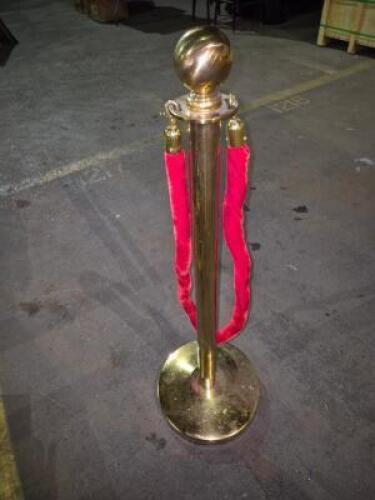 (5) - GOLD STANCHIONS WITH RED VELVET ROPE