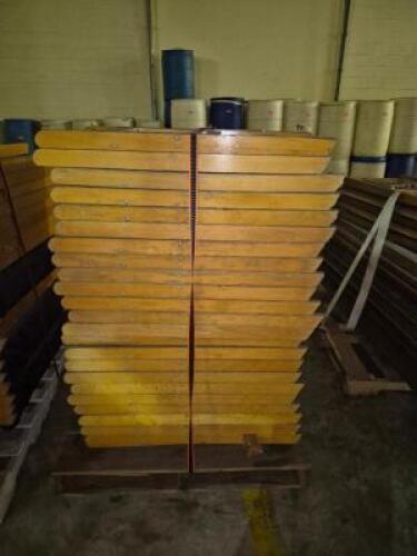 (24) - LIGHT BROWN FOLDING CHAIRS WITH TAN PADDED SEATS