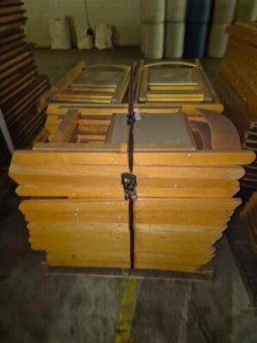 (48) - LIGHT BROWN FOLDING CHAIRS WITH TAN PADDED SEATS
