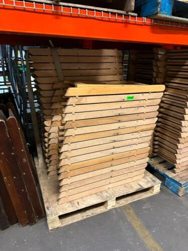 (38) WOODEN PADDED FOLDING CHAIRS