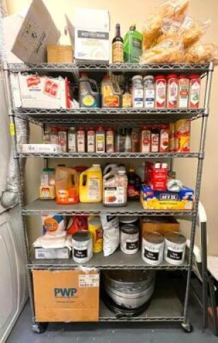 CONTENTS OF SHELF - ASSORTED FOOD PRODUCT.