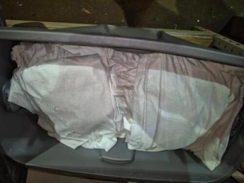 1 - Tote of 12' stained Polysilk drapery #887