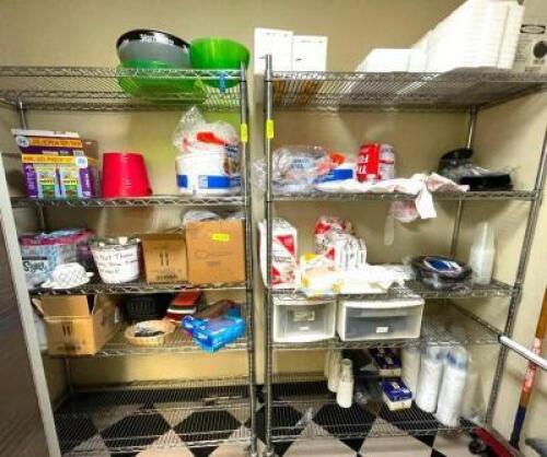 CONTENTS OF (2) SHELVES - ASSORTED PAPER PRODUCT.