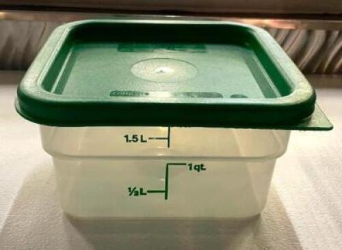 (9) 2 QT PLASTIC CONTAINERS W/ LIDS