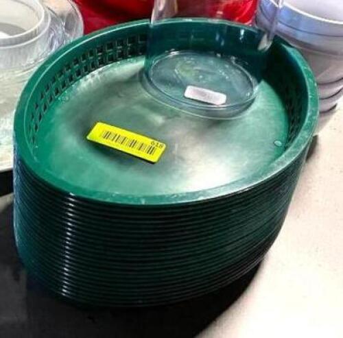 (20) 9" GREEN PLASTIC FOOD TRAYS