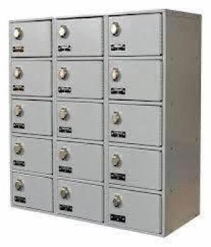 DESCRIPTION: (1) CELL PHONE LOCKER BRAND/MODEL: HALLOWELL #30LW06 INFORMATION: STEEL, 15 LOCKERS, 5 TIERS, 3 WIDE SIZE: 27" X 12" X 30-1/2" RETAIL$: $