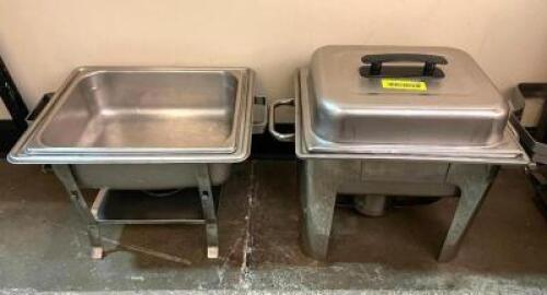 (4) HALF SIZE STAINLESS CHAFER SETS W/ ONLY 1 LID